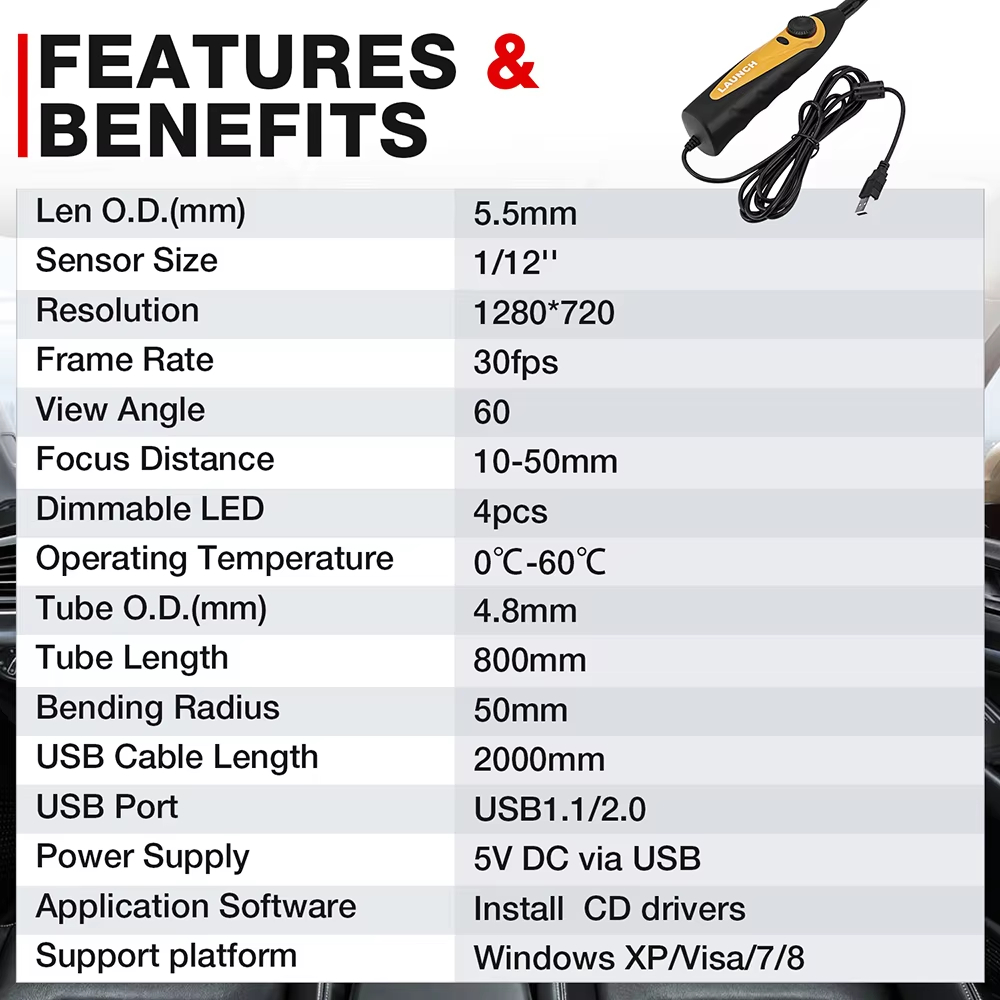 LAUNCH VSP600 Car Borescope Ca - Photography Lighting Description recension och pris